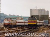 MBTA 1104 - FP10 (Ex-ICG 1615, nee GMO F3A 812A) and MBTA 1008 - F40PH (built by EMD in 1978 and rebuilt in 1989-90 by Bombardier)