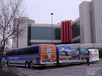 Different Orleans Express coaches rear side paint schemes.