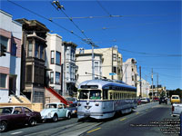 San Francisco Muni 1054 Philadelphia livery PCC streetcar built in 1948 - Ex-Philidelphia Transportation Company 2121 via SEPTA - F Market & Wharves line