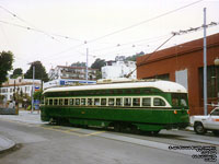 San Francisco Muni 1062 Louisville Street Railway livery PCC streetcar built in 1948 -  Ex-Philidelphia Transportation Company 2101 via SEPTA - F Market & Wharves line