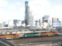 A BNSF train in Chicago,IL (BNSF ????, BNSF 7248, BNSF ????)