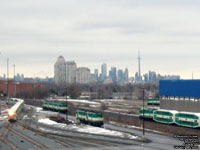 Unidentified GO Transit trains lay over North Bathurst yard